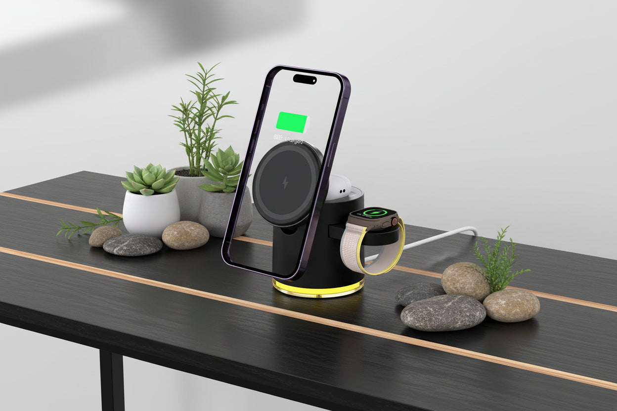 NivaDesk™ MagTriad | 3-in-1 Foldable Travel Station