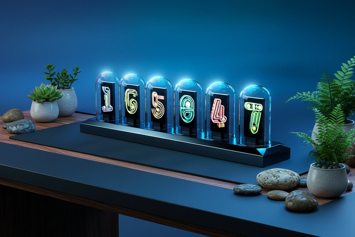 NivaDesk™ ChronoMaster | Aerospace Aluminum IPS Nixie Sculpture