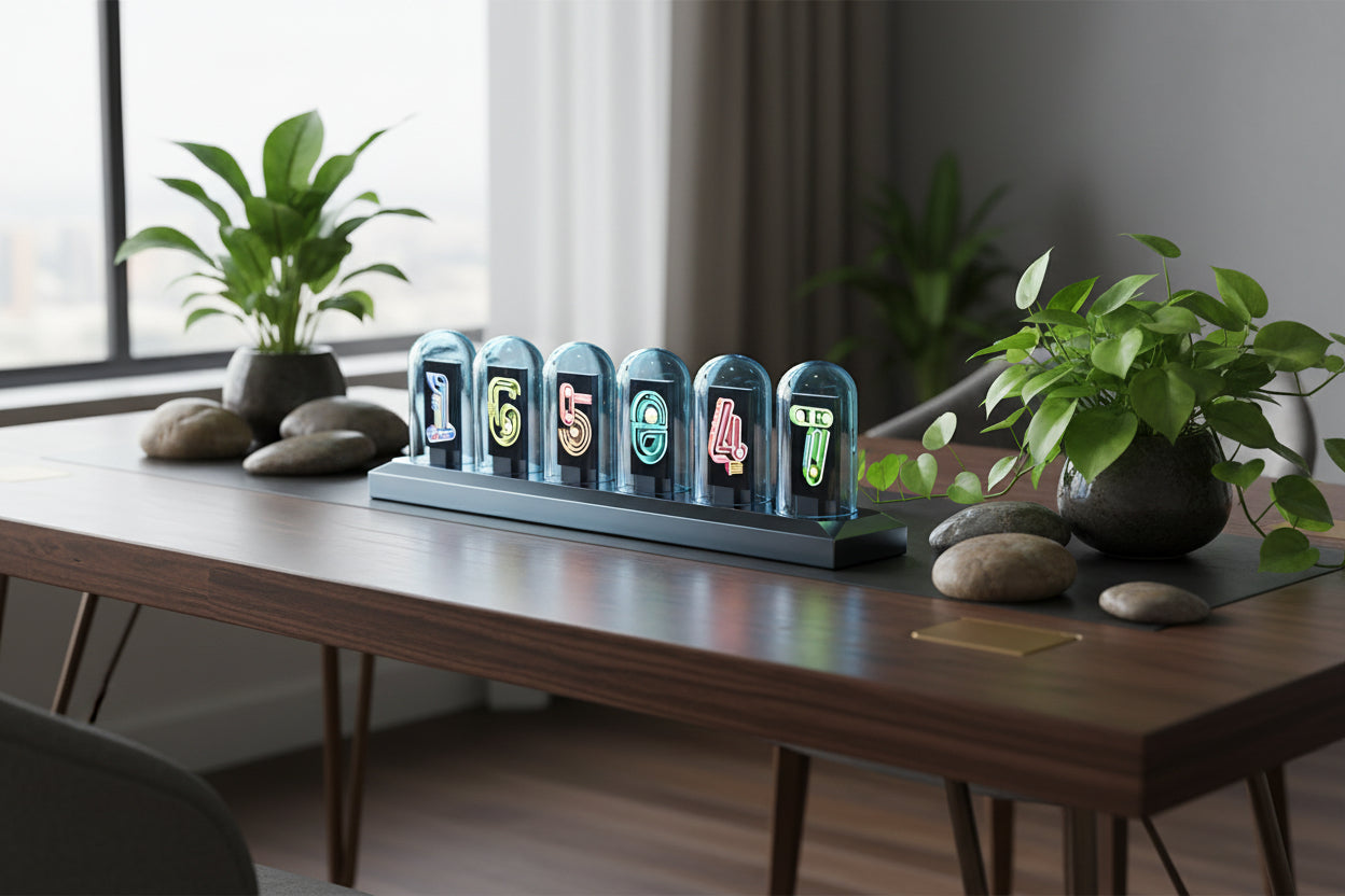 NivaDesk™ ChronoMaster | Aerospace Aluminum IPS Nixie Sculpture