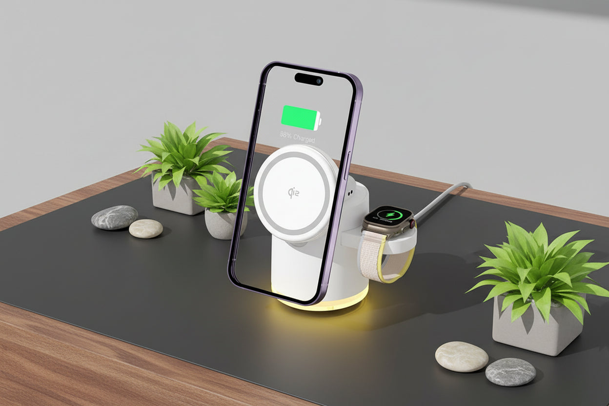 NivaDesk™ MagTriad | 3-in-1 Foldable Travel Station